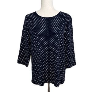 Christopher & Banks Polka-Dot 3/4 Sleeve Top